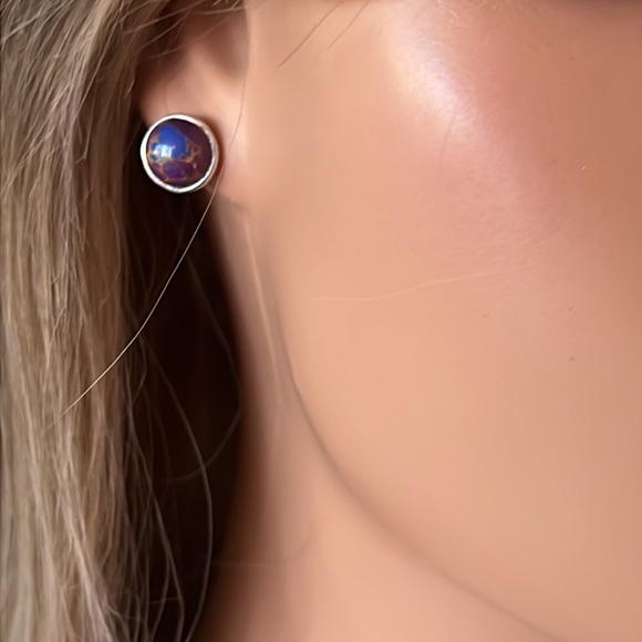 Purple Turquoise Earrings - Picture 2 of 2